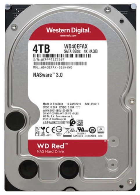 HDD SATA-III WD Red, WD40EFRX, 4ТБ, 3.5", 5400об/мин, 64Мб, Жесткий диск