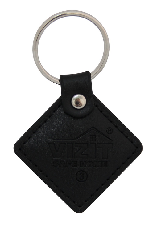 VIZIT - RF2.2 BLACK Ключ RF (RFID брелок EM - Marine), кожаный брелок с тиснением логотипа, черный