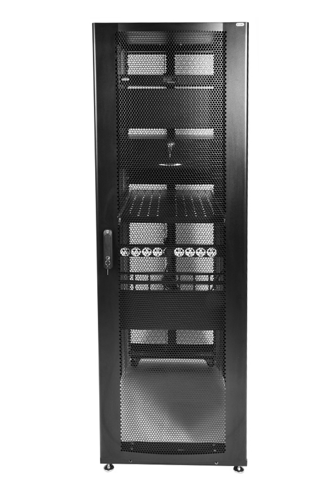 ЦМО ШТК-СП-42.6.12-48АА-9005 Шкаф серверный ПРОФ напольный 42U (600х1200) дверь перф., задние двойные перф., черный, в сборе