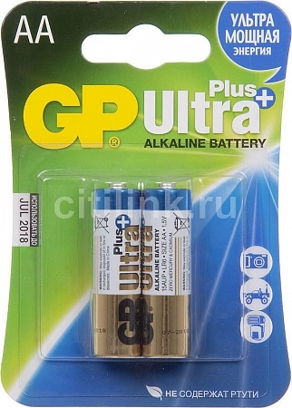 Батарея GP Ultra Plus Alkaline 15AUP LR6 AA (2шт/уп).